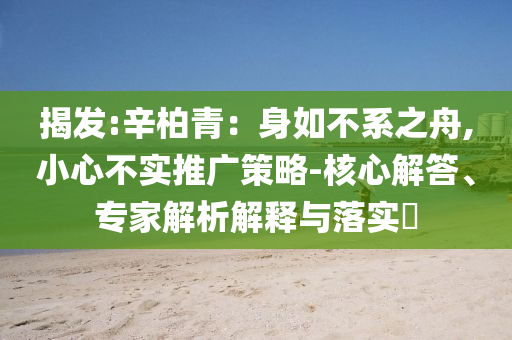揭發(fā):辛柏青：身如不系之舟,小心不實推廣策略-核心解答、專家解析解釋與落實?