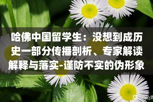 哈佛中國留學(xué)生：沒想到成歷史一部分傳播剖析、專家解讀解釋與落實-謹(jǐn)防不實的偽形象