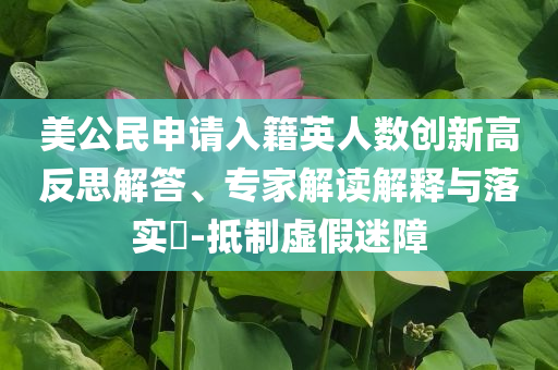 美公民申請入籍英人數(shù)創(chuàng)新高反思解答、專家解讀解釋與落實?-抵制虛假迷障
