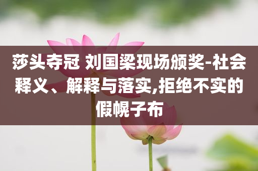 莎頭奪冠 劉國梁現(xiàn)場頒獎-社會釋義、解釋與落實(shí),拒絕不實(shí)的假幌子布