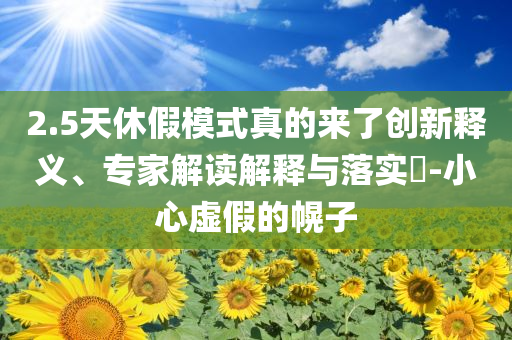 2.5天休假模式真的來了創(chuàng)新釋義、專家解讀解釋與落實(shí)?-小心虛假的幌子