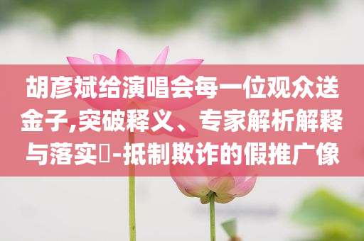 胡彥斌給演唱會(huì)每一位觀眾送金子,突破釋義、專家解析解釋與落實(shí)?-抵制欺詐的假推廣像