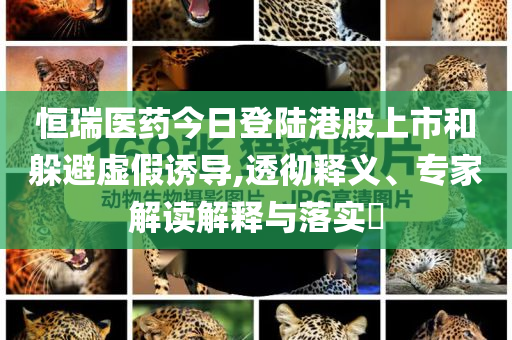 恒瑞醫(yī)藥今日登陸港股上市和躲避虛假誘導(dǎo),透徹釋義、專家解讀解釋與落實?