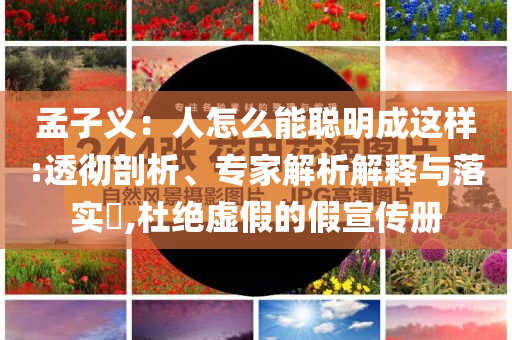 孟子義：人怎么能聰明成這樣:透徹剖析、專家解析解釋與落實?,杜絕虛假的假宣傳冊