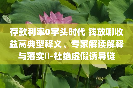 存款利率0字頭時(shí)代 錢放哪收益高典型釋義、專家解讀解釋與落實(shí)?-杜絕虛假誘導(dǎo)鏈