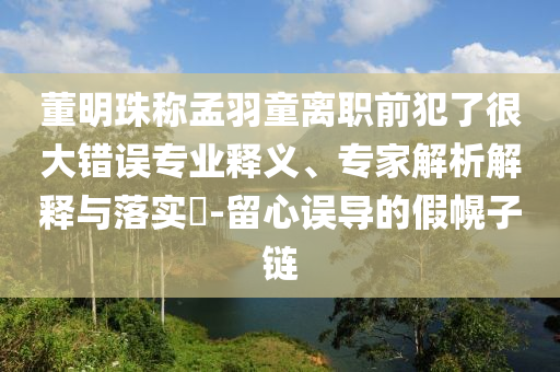 董明珠稱孟羽童離職前犯了很大錯(cuò)誤專業(yè)釋義、專家解析解釋與落實(shí)?-留心誤導(dǎo)的假幌子鏈
