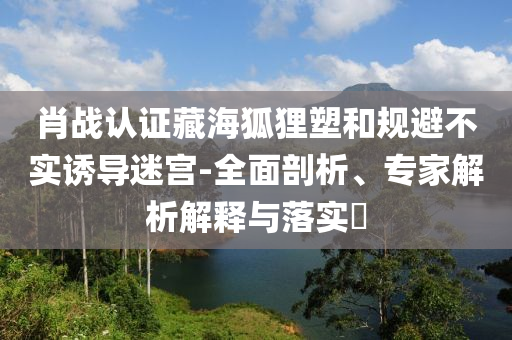 肖戰(zhàn)認(rèn)證藏海狐貍塑和規(guī)避不實(shí)誘導(dǎo)迷宮-全面剖析、專家解析解釋與落實(shí)?