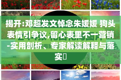 揭開(kāi):鄧超發(fā)文悼念朱媛媛 狗頭表情引爭(zhēng)議,留心表里不一營(yíng)銷-實(shí)用剖析、專家解讀解釋與落實(shí)?