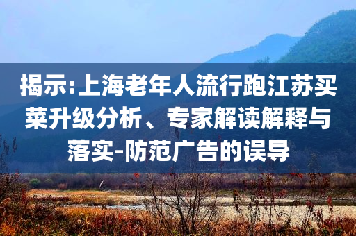 揭示:上海老年人流行跑江蘇買菜升級分析、專家解讀解釋與落實(shí)-防范廣告的誤導(dǎo)