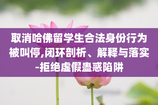取消哈佛留學(xué)生合法身份行為被叫停,閉環(huán)剖析、解釋與落實-拒絕虛假蠱惑陷阱