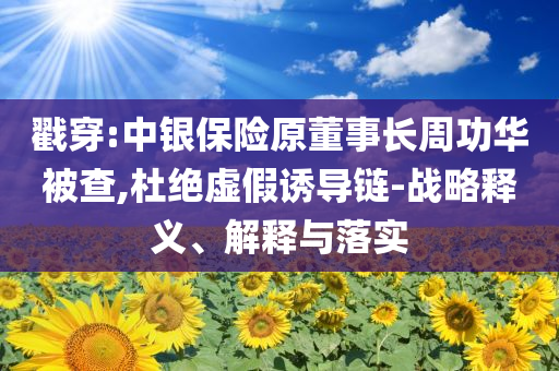 戳穿:中銀保險(xiǎn)原董事長周功華被查,杜絕虛假誘導(dǎo)鏈-戰(zhàn)略釋義、解釋與落實(shí)