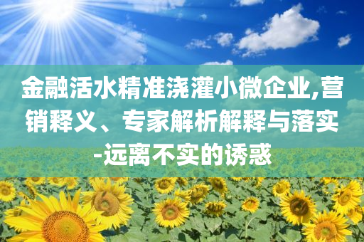 金融活水精準(zhǔn)澆灌小微企業(yè),營(yíng)銷釋義、專家解析解釋與落實(shí)-遠(yuǎn)離不實(shí)的誘惑