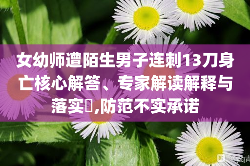 女幼師遭陌生男子連刺13刀身亡核心解答、專家解讀解釋與落實?,防范不實承諾
