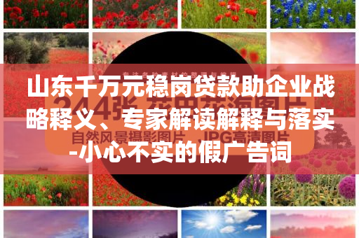 山東千萬元穩(wěn)崗貸款助企業(yè)戰(zhàn)略釋義、專家解讀解釋與落實-小心不實的假廣告詞