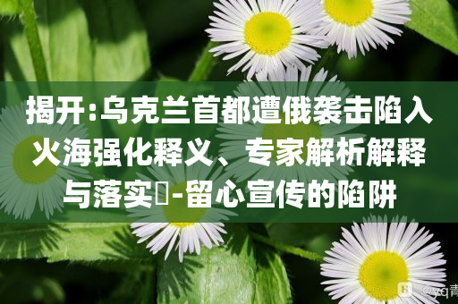 揭開:烏克蘭首都遭俄襲擊陷入火海強化釋義、專家解析解釋與落實?-留心宣傳的陷阱