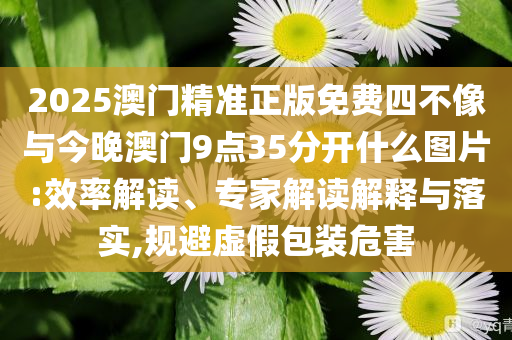 2025澳門精準正版免費四不像與今晚澳門9點35分開什么圖片:效率解讀、專家解讀解釋與落實,規(guī)避虛假包裝危害