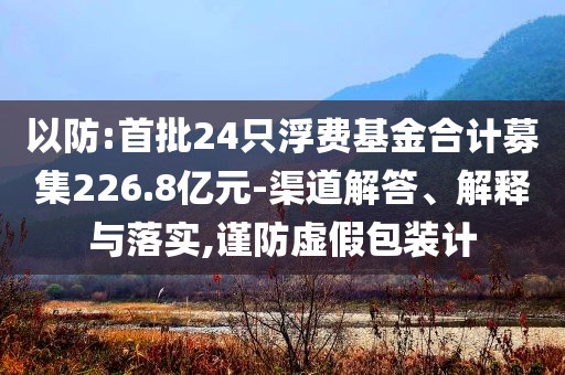 以防:首批24只浮費基金合計募集226.8億元-渠道解答、解釋與落實,謹防虛假包裝計