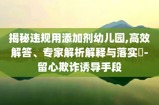 揭秘違規(guī)用添加劑幼兒園,高效解答、專家解析解釋與落實(shí)?-留心欺詐誘導(dǎo)手段