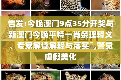 告發(fā):今晚澳門9點35分開獎與新澳門今晚平特一肖條理釋義、專家解讀解釋與落實?,警覺虛假美化
