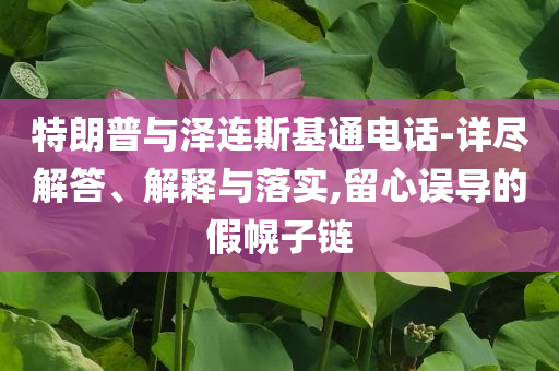 特朗普與澤連斯基通電話-詳盡解答、解釋與落實,留心誤導(dǎo)的假幌子鏈
