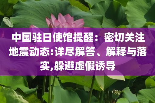 中國駐日使館提醒：密切關注地震動態(tài):詳盡解答、解釋與落實,躲避虛假誘導