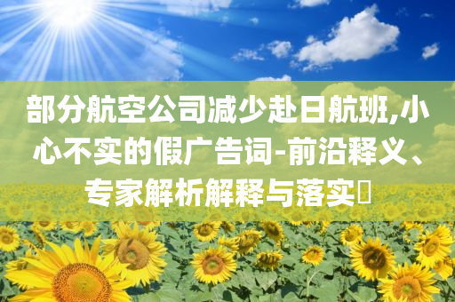 部分航空公司減少赴日航班,小心不實的假廣告詞-前沿釋義、專家解析解釋與落實?