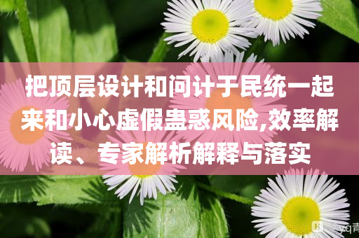 把頂層設(shè)計(jì)和問計(jì)于民統(tǒng)一起來和小心虛假蠱惑風(fēng)險(xiǎn),效率解讀、專家解析解釋與落實(shí)