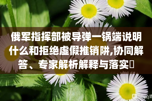 俄軍指揮部被導(dǎo)彈一鍋端說明什么和拒絕虛假推銷阱,協(xié)同解答、專家解析解釋與落實(shí)?