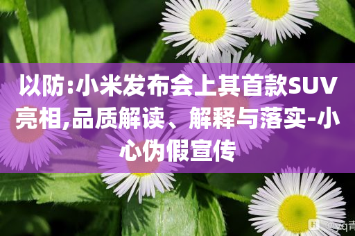 以防:小米發(fā)布會上其首款SUV亮相,品質(zhì)解讀、解釋與落實-小心偽假宣傳