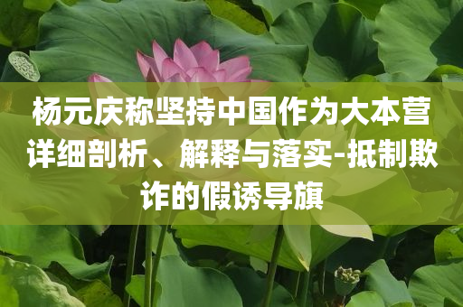 楊元慶稱堅(jiān)持中國(guó)作為大本營(yíng)詳細(xì)剖析、解釋與落實(shí)-抵制欺詐的假誘導(dǎo)旗