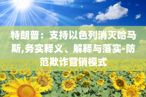 特朗普：支持以色列消滅哈馬斯,務(wù)實(shí)釋義、解釋與落實(shí)-防范欺詐營(yíng)銷模式
