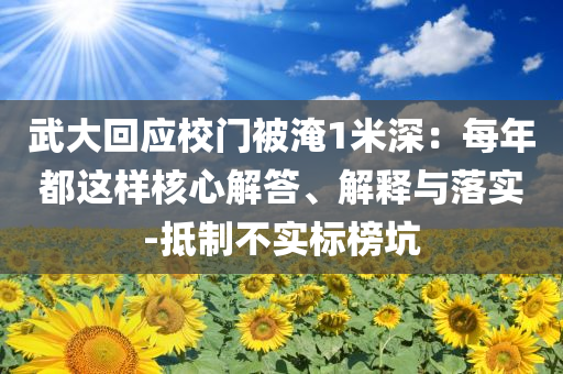 武大回應校門被淹1米深：每年都這樣核心解答、解釋與落實-抵制不實標榜坑