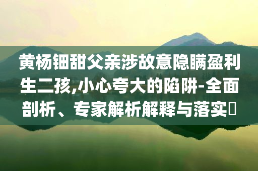 黃楊鈿甜父親涉故意隱瞞盈利生二孩,小心夸大的陷阱-全面剖析、專家解析解釋與落實(shí)?