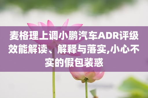 麥格理上調(diào)小鵬汽車ADR評級效能解讀、解釋與落實,小心不實的假包裝惑