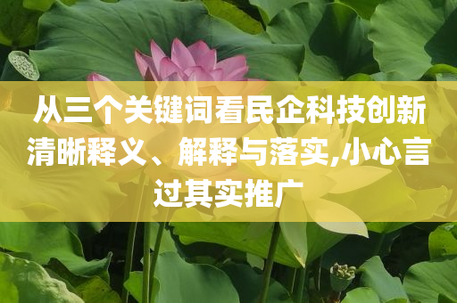 從三個關(guān)鍵詞看民企科技創(chuàng)新清晰釋義、解釋與落實,小心言過其實推廣