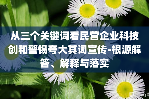 從三個(gè)關(guān)鍵詞看民營(yíng)企業(yè)科技創(chuàng)和警惕夸大其詞宣傳-根源解答、解釋與落實(shí)