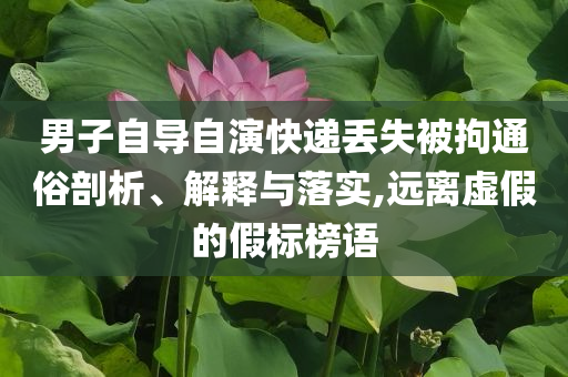 男子自導自演快遞丟失被拘通俗剖析、解釋與落實,遠離虛假的假標榜語