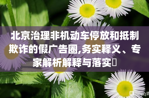 北京治理非機動車停放和抵制欺詐的假廣告圈,務實釋義、專家解析解釋與落實?
