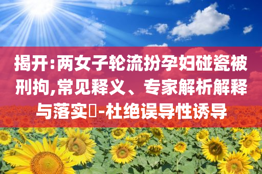 揭開:兩女子輪流扮孕婦碰瓷被刑拘,常見釋義、專家解析解釋與落實(shí)?-杜絕誤導(dǎo)性誘導(dǎo)