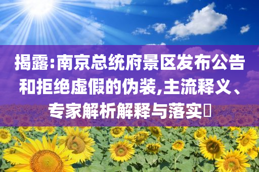 揭露:南京總統(tǒng)府景區(qū)發(fā)布公告和拒絕虛假的偽裝,主流釋義、專家解析解釋與落實(shí)?