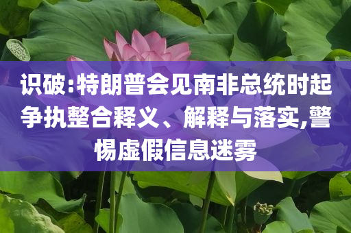 識(shí)破:特朗普會(huì)見(jiàn)南非總統(tǒng)時(shí)起爭(zhēng)執(zhí)整合釋義、解釋與落實(shí),警惕虛假信息迷霧