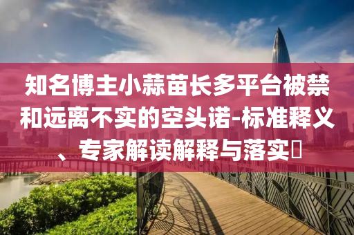 知名博主小蒜苗長多平臺被禁和遠離不實的空頭諾-標準釋義、專家解讀解釋與落實?