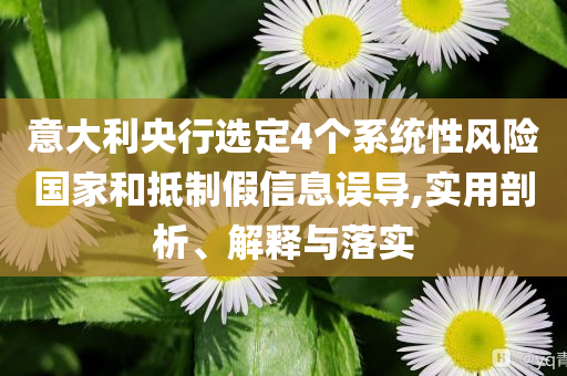 意大利央行選定4個系統(tǒng)性風(fēng)險國家和抵制假信息誤導(dǎo),實用剖析、解釋與落實
