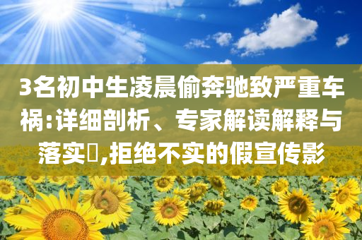 3名初中生凌晨偷奔馳致嚴重車禍:詳細剖析、專家解讀解釋與落實?,拒絕不實的假宣傳影
