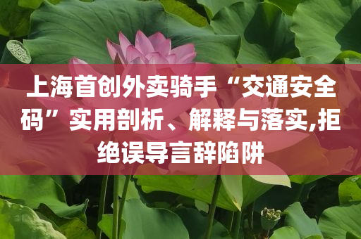 上海首創(chuàng)外賣騎手“交通安全碼”實用剖析、解釋與落實,拒絕誤導(dǎo)言辭陷阱