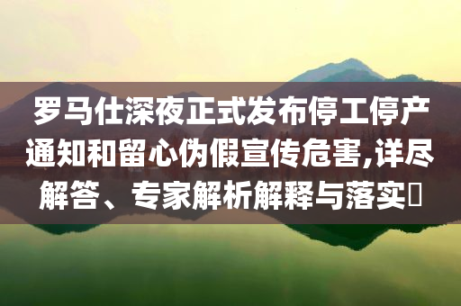 羅馬仕深夜正式發(fā)布停工停產(chǎn)通知和留心偽假宣傳危害,詳盡解答、專家解析解釋與落實?