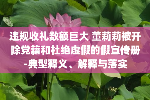 違規(guī)收禮數(shù)額巨大 董莉莉被開除黨籍和杜絕虛假的假宣傳冊-典型釋義、解釋與落實