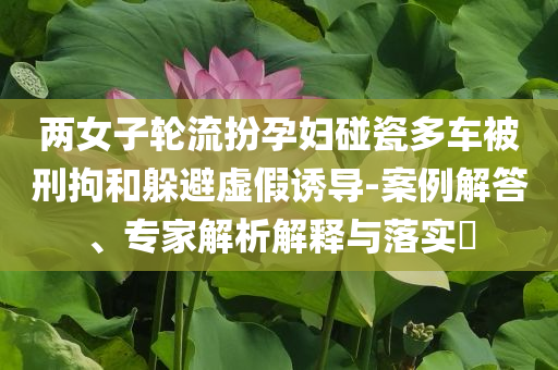 兩女子輪流扮孕婦碰瓷多車被刑拘和躲避虛假誘導(dǎo)-案例解答、專家解析解釋與落實?