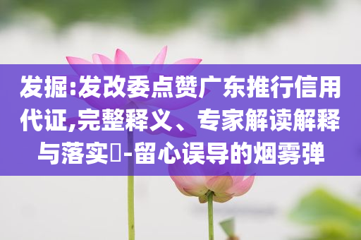 發(fā)掘:發(fā)改委點(diǎn)贊廣東推行信用代證,完整釋義、專(zhuān)家解讀解釋與落實(shí)?-留心誤導(dǎo)的煙霧彈