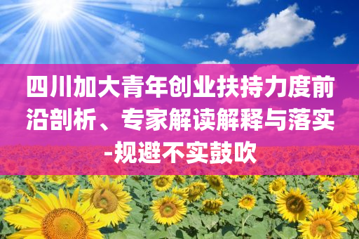 四川加大青年創(chuàng)業(yè)扶持力度前沿剖析、專家解讀解釋與落實-規(guī)避不實鼓吹